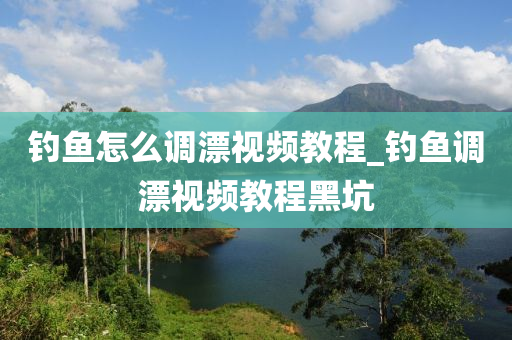 釣魚怎么調(diào)漂視頻教程_釣魚調(diào)漂視頻教程黑坑-第1張圖片-姜太公愛釣魚