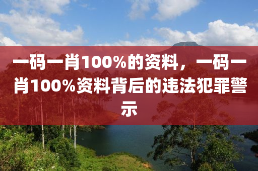 一碼一肖100%的資料，一碼一肖100%資料背后的違法犯罪警示-第1張圖片-姜太公愛釣魚