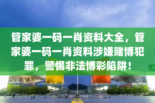 管家婆一碼一肖資料大全，管家婆一碼一肖資料涉嫌賭博犯罪，警惕非法博彩陷阱！