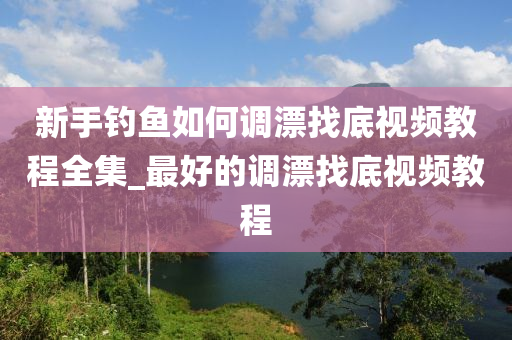 新手釣魚如何調(diào)漂找底視頻教程全集_最好的調(diào)漂找底視頻教程-第1張圖片-姜太公愛釣魚