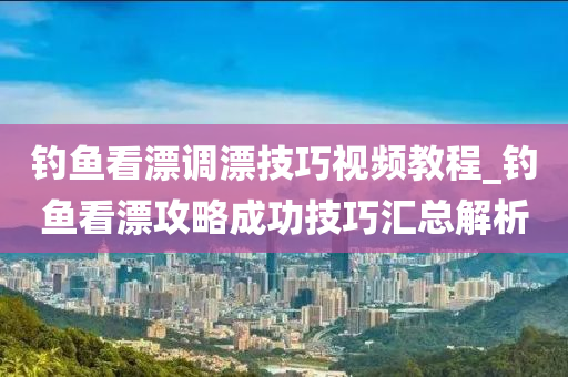 釣魚看漂調(diào)漂技巧視頻教程_釣魚看漂攻略成功技巧匯總解析-第1張圖片-姜太公愛釣魚