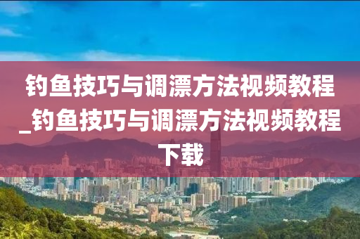 釣魚技巧與調(diào)漂方法視頻教程_釣魚技巧與調(diào)漂方法視頻教程下載