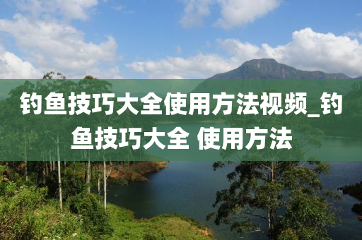 釣魚技巧大全使用方法視頻_釣魚技巧大全 使用方法-第1張圖片-姜太公愛釣魚