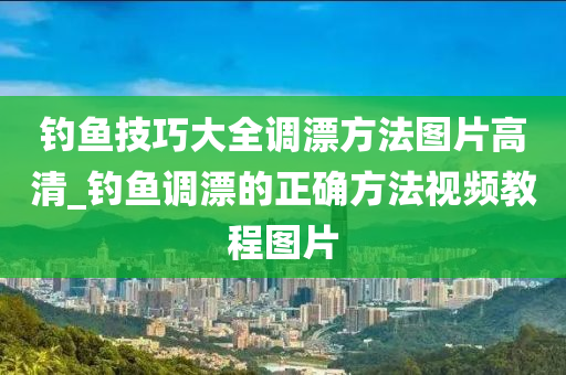 釣魚技巧大全調(diào)漂方法圖片高清_釣魚調(diào)漂的正確方法視頻教程圖片-第1張圖片-姜太公愛釣魚