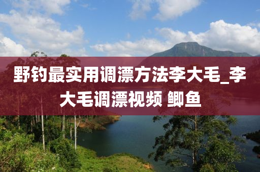 野釣最實用調(diào)漂方法李大毛_李大毛調(diào)漂視頻 鯽魚-第1張圖片-姜太公愛釣魚