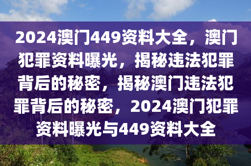 2024澳門449資料大全，澳門犯罪資料曝光，揭秘違法犯罪背后的秘密，揭秘澳門違法犯罪背后的秘密，2024澳門犯罪資料曝光與449資料大全