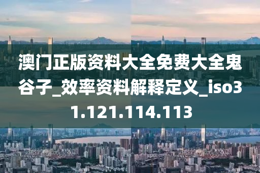 澳門正版資料大全免費大全鬼谷子_效率資料解釋定義_iso31.121.114.113