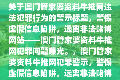 2024澳門管家婆資料牛推網，關于澳門管家婆資料牛推網違法犯罪行為的警示標題，警惕虛假信息陷阱，遠離非法賭博網站——澳門管家婆資料牛推網犯罪問題曝光。，澳門管家婆資料牛推網犯罪警示，警惕虛假信息陷阱，遠離非法賭博網站風險曝光-第1張圖片-姜太公愛釣魚