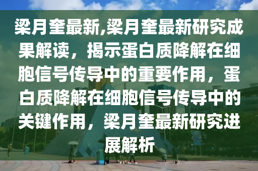 梁月奎最新,梁月奎最新研究成果解讀，揭示蛋白質(zhì)降解在細(xì)胞信號(hào)傳導(dǎo)中的重要作用，蛋白質(zhì)降解在細(xì)胞信號(hào)傳導(dǎo)中的關(guān)鍵作用，梁月奎最新研究進(jìn)展解析